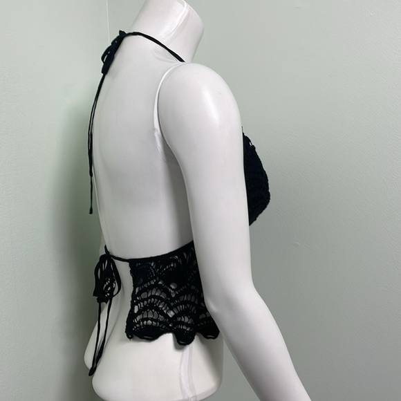 TOBI Bohemian Festival Crochet Lace Sexy Halter Tie Back Top small - Picture 4 of 6